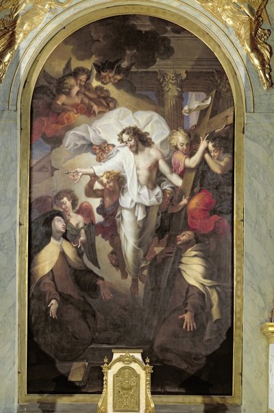 Christus auferstanden zwischen St. Teresa von Avila und St. Johannes vom Kreuz von Michel des Gobelins Corneille